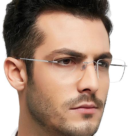 titanium rimless prescription eyeglasses.